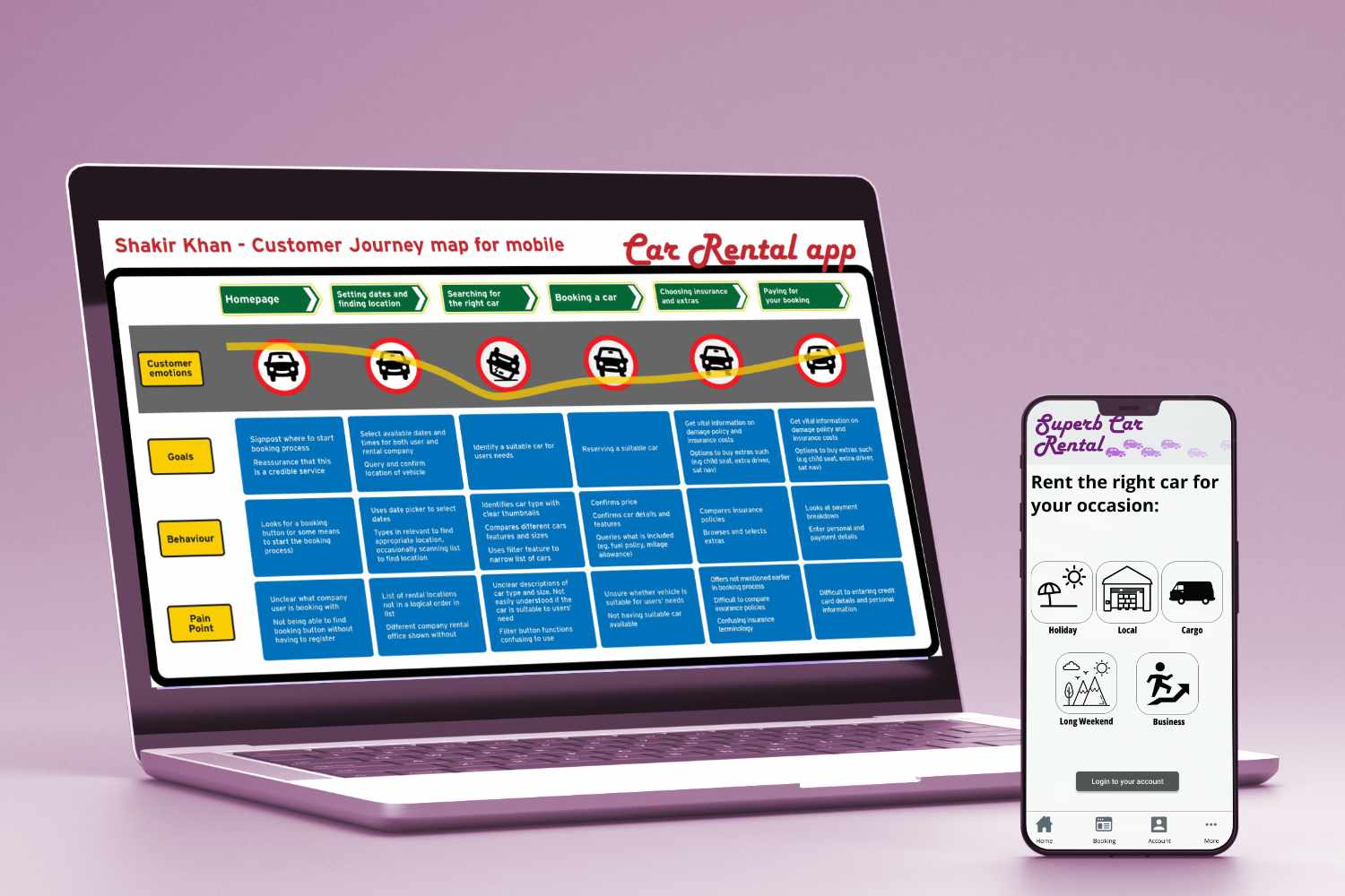 Car rental app – UX Design Institute